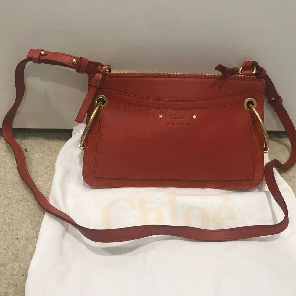 Chloe Roy Leather & Suede Earthy Red Shoulder/Crossbody Bag NWT